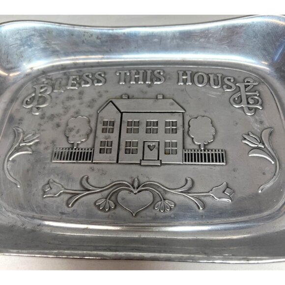 Wilton Armetale Bless This House Decorative Tray 10.75"x7" Rectangular Made In U - Picture 2 of 4